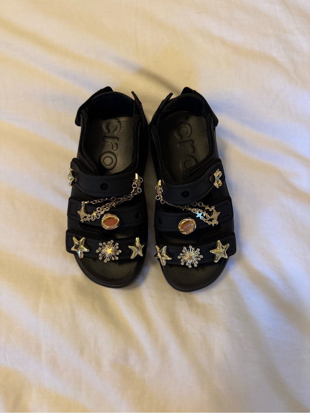 CROCS Black Decorative Charm Strap Sandals